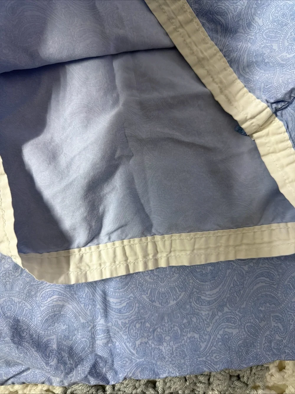 Lauren Ralph Lauren Pale Blue Paisley std pillowcase white band 100% Cotton USA